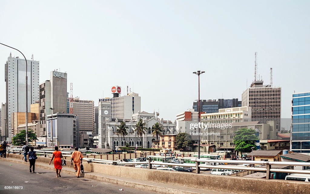 View To Downtown Lagos From The Bridge.